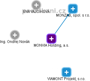 MONVIA Holding, a.s. - náhled vizuálního zobrazení vztahů obchodního rejstříku