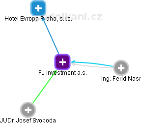 FJ Investment a.s. - náhled vizuálního zobrazení vztahů obchodního rejstříku