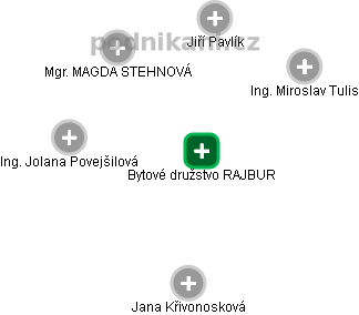 Bytové družstvo RAJBUR - náhled vizuálního zobrazení vztahů obchodního rejstříku