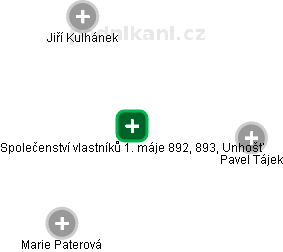 Společenství vlastníků 1. máje 892, 893, Unhošť - náhled vizuálního zobrazení vztahů obchodního rejstříku