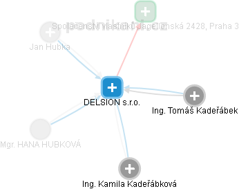 DELSION s.r.o. - náhled vizuálního zobrazení vztahů obchodního rejstříku