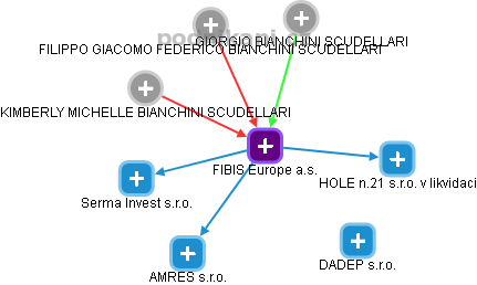 FIBIS Europe a.s. - náhled vizuálního zobrazení vztahů obchodního rejstříku