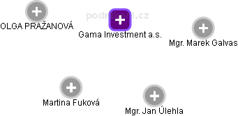 Gama Investment a.s. - náhled vizuálního zobrazení vztahů obchodního rejstříku