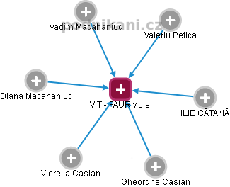 VIT - FAUR v.o.s. - náhled vizuálního zobrazení vztahů obchodního rejstříku