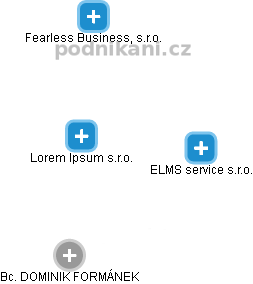 Lorem Ipsum s.r.o. - náhled vizuálního zobrazení vztahů obchodního rejstříku