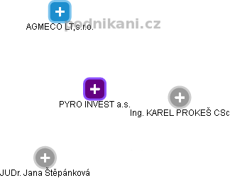 PYRO INVEST a.s. - náhled vizuálního zobrazení vztahů obchodního rejstříku