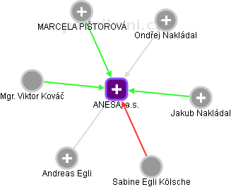 ANESA, a.s. - náhled vizuálního zobrazení vztahů obchodního rejstříku