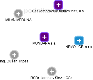 MONDARA a.s. - náhled vizuálního zobrazení vztahů obchodního rejstříku