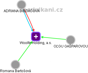 Woolfe Holding, a.s. - náhled vizuálního zobrazení vztahů obchodního rejstříku