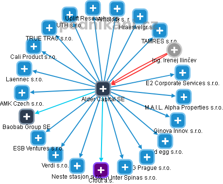 Alder Capital SE - náhled vizuálního zobrazení vztahů obchodního rejstříku