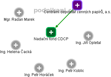 Nadační fond CDCP - náhled vizuálního zobrazení vztahů obchodního rejstříku