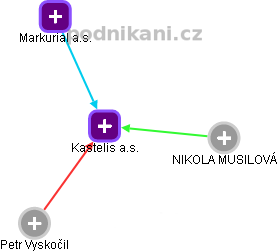 Kastelis a.s. - náhled vizuálního zobrazení vztahů obchodního rejstříku