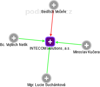 INTECOM solutions, a.s. - náhled vizuálního zobrazení vztahů obchodního rejstříku