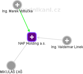 NAP Holding a.s. - náhled vizuálního zobrazení vztahů obchodního rejstříku