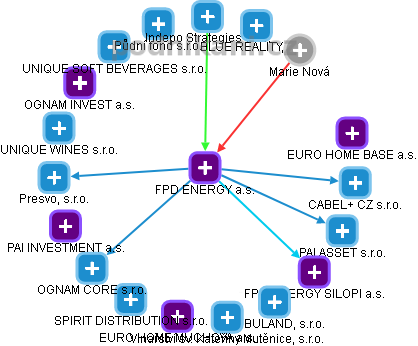 FPD ENERGY a.s. - náhled vizuálního zobrazení vztahů obchodního rejstříku