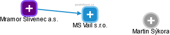 MS Vail s.r.o. - náhled vizuálního zobrazení vztahů obchodního rejstříku