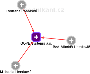 GOPE Systems a.s. - náhled vizuálního zobrazení vztahů obchodního rejstříku