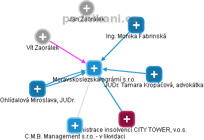 Moravskoslezská agrární s.r.o. - náhled vizuálního zobrazení vztahů obchodního rejstříku
