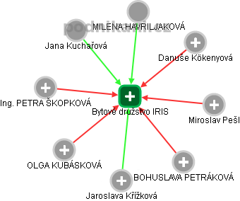 Bytové družstvo IRIS - náhled vizuálního zobrazení vztahů obchodního rejstříku