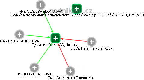 Bytové družstvo JAS, družstvo - náhled vizuálního zobrazení vztahů obchodního rejstříku