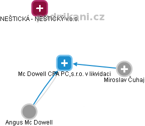 Mc Dowell CPA PC,s.r.o. v likvidaci - náhled vizuálního zobrazení vztahů obchodního rejstříku