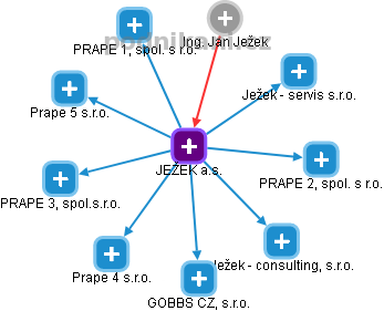 JEŽEK a.s. - náhled vizuálního zobrazení vztahů obchodního rejstříku
