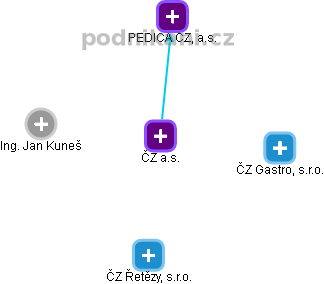 ČZ a.s. - náhled vizuálního zobrazení vztahů obchodního rejstříku