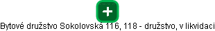 Bytové družstvo Sokolovská 116, 118 - družstvo, v likvidaci - náhled vizuálního zobrazení vztahů obchodního rejstříku