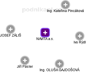 NAVITA a.s. - náhled vizuálního zobrazení vztahů obchodního rejstříku