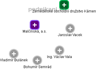 Malčínská, a.s. - náhled vizuálního zobrazení vztahů obchodního rejstříku
