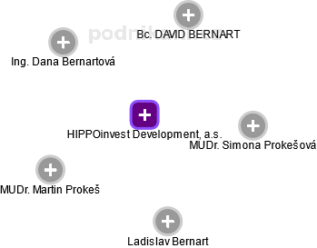 HIPPOinvest Development, a.s. - náhled vizuálního zobrazení vztahů obchodního rejstříku
