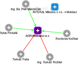 AGRIA Mikulov a.s. - náhled vizuálního zobrazení vztahů obchodního rejstříku