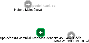 Společenství vlastníků Krásnostudenecká 459, 462, Děčín - náhled vizuálního zobrazení vztahů obchodního rejstříku