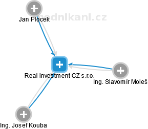 Real Investment CZ s.r.o. - náhled vizuálního zobrazení vztahů obchodního rejstříku