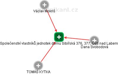 Společenství vlastníků jednotek domu Sibiřská 376, 377, Ústí nad Labem - náhled vizuálního zobrazení vztahů obchodního rejstříku