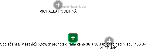 Společenství vlastníků bytových jednotek Palackého 36 a 38 Jablonec nad Nisou, 466 04 - náhled vizuálního zobrazení vztahů obchodního rejstříku