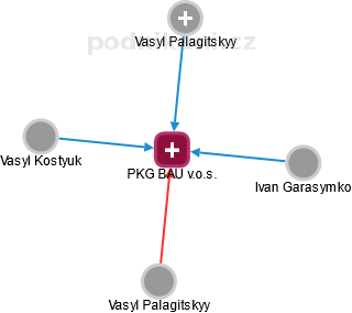PKG BAU v.o.s. - náhled vizuálního zobrazení vztahů obchodního rejstříku