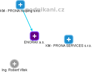 KM - PRONA, a.s. - náhled vizuálního zobrazení vztahů obchodního rejstříku