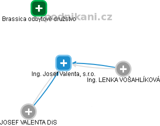 Ing. Josef Valenta, s.r.o. - náhled vizuálního zobrazení vztahů obchodního rejstříku