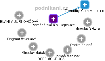 Zemědělská a.s. Čejkovice - náhled vizuálního zobrazení vztahů obchodního rejstříku