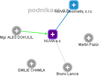 NUVIA a.s. - náhled vizuálního zobrazení vztahů obchodního rejstříku