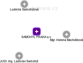 SAMOHÝL PRAHA a.s. - náhled vizuálního zobrazení vztahů obchodního rejstříku