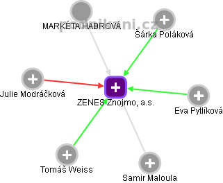 ZENES Znojmo, a.s. - náhled vizuálního zobrazení vztahů obchodního rejstříku
