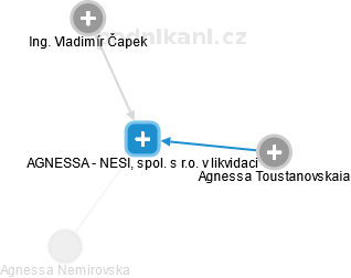 AGNESSA - NESI, spol. s r.o. v likvidaci - náhled vizuálního zobrazení vztahů obchodního rejstříku