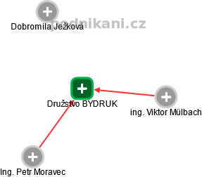 Družstvo BYDRUK - náhled vizuálního zobrazení vztahů obchodního rejstříku