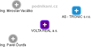VOLTA REAL a.s. - náhled vizuálního zobrazení vztahů obchodního rejstříku