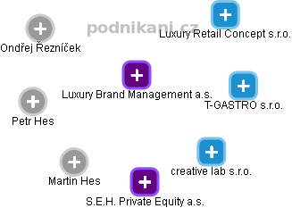 Luxury Brand Management a.s. - náhled vizuálního zobrazení vztahů obchodního rejstříku