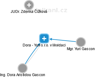 Dora - Yuri s.r.o. v likvidaci - náhled vizuálního zobrazení vztahů obchodního rejstříku