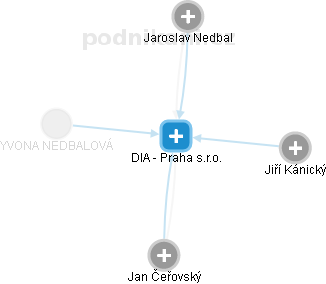 DIA - Praha s.r.o. - náhled vizuálního zobrazení vztahů obchodního rejstříku