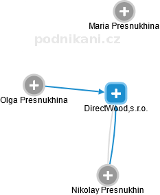 DirectWood,s.r.o. - náhled vizuálního zobrazení vztahů obchodního rejstříku
